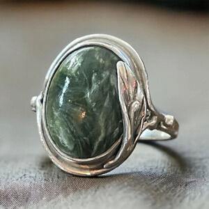 RARE Siberian Seraphinite Sterling Silver Ring (6.5)